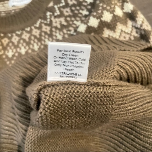 Evereve tan fair isle crew sweater Sz S - Picture 11 of 11